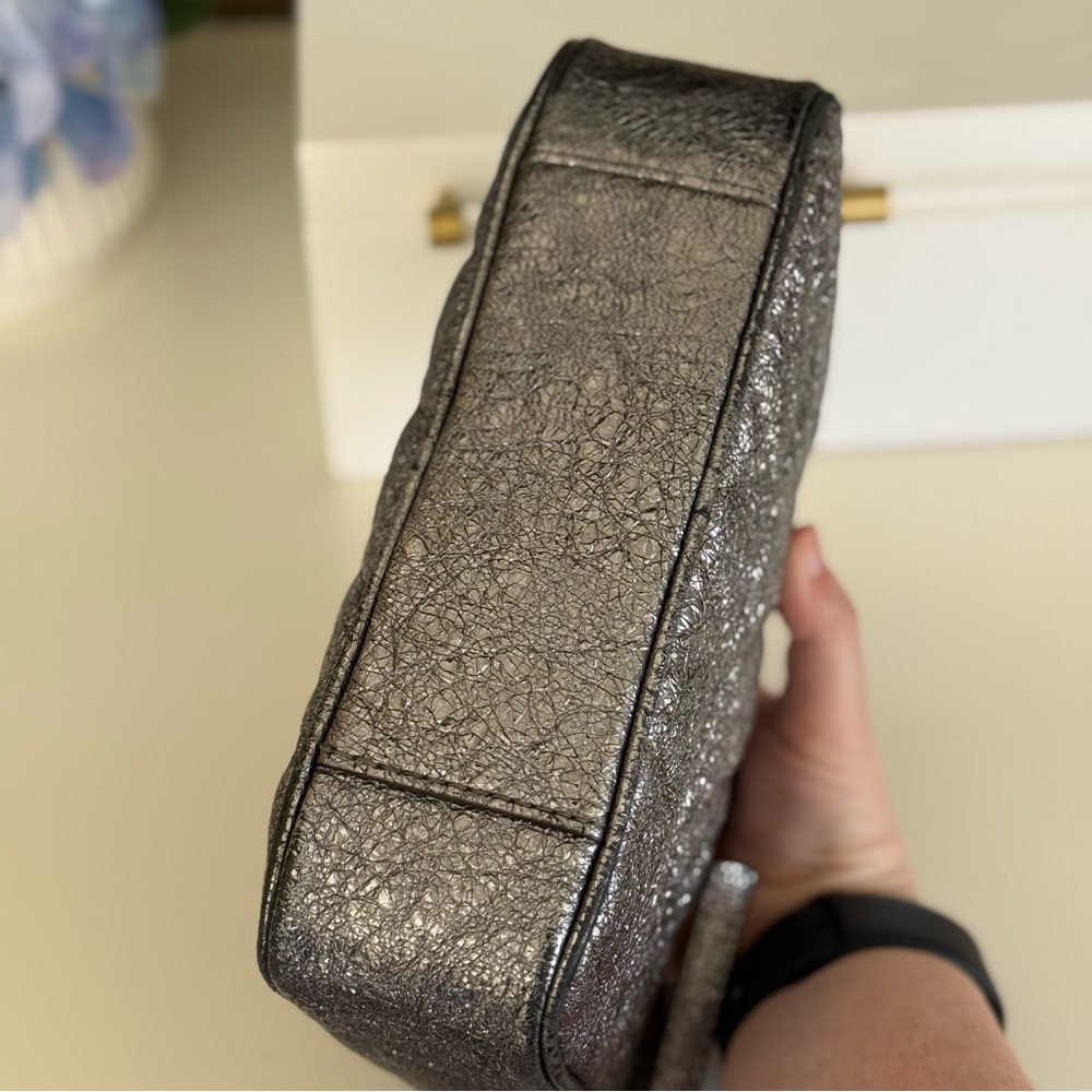 Michael Kors Ginny Metallic Silver Quilted Crossbody Bag - Picture 11 of 12